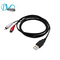 Hàcó SN 1.5M Usb A Male To 2X Rca Phono Av Cable Tv Aux Audio Video Adapter