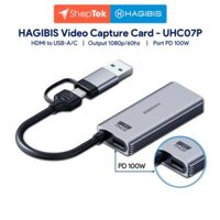 HAGIBIS Cáp ghi hình Video Capture Card HDMI to USB/Type-c tích hợp PD 100W Port