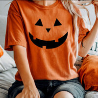 Haginbaby Halloween Bí Ngô Mặt Cotton Áo Thun Dễ Thương Grimace Người Lớn Unisex Trang Phục Halloween