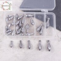 Haha 30 Cái / hộp Trọng Lượng Câu Cá Chìm Bộ Câu Cá Biển Đúc Dài Bóng Bowling Loại Chì Mặt Dây Chuyền Có Nhẫn Để Câu Cá Thả Bắn VN