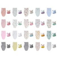 Haha Bộ chăn quấn trẻ sơ sinh Mũ Muslin Bộ đồ ngủ thoáng khí cho trẻ sơ sinh tắm