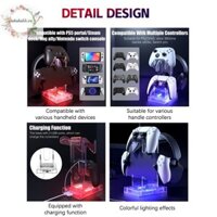Haha Bộ điều khiển trò chơi trong suốt Đèn RGB cho tay cầm chơi Game PS5 cho cổng thông tin PS5 cho XBOX Đèn khí quyển đầy màu sắc Tay cầm chơi Game Giá đỡ máy tính để bàn VN