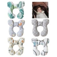 Haha Có Thể Giặt Được Đầu Cho Bé Gối Cotton Bảo Vệ Cổ Đệm Gối Hình Chữ U Tựa Đầu Xe Đẩy Tựa Đầu Đệm