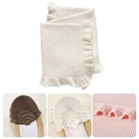 Haha Cotton Dệt Kim Chăn Cho Bé Sơ Sinh Đầm Quấn Khăn Có Ruffle Trang Trí Trẻ Sơ Sinh Tập Đi Bộ Chăn Ga Gối Đồ Cũi Chăn