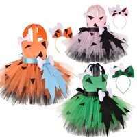 Haha Mũ nón hình xương cho bé gái Váy Halloween không tay cho dịp lễ hội