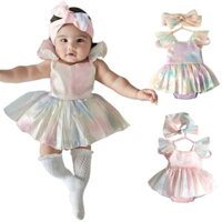 Haha Trẻ Sơ Sinh Trang Phục Chụp Ảnh Cầu Vồng Đầm Nơ Tóc Bộ Photostudio Đạo Cụ Chụp Ảnh Cho Bé Body Snapshots Costum