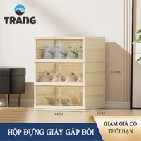 Hai dãy hộp giày nhựa trong suốt tiện lợi không cần lắp đặt