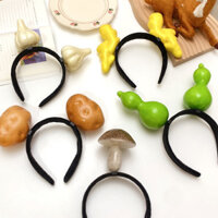 Hài Hước Sáng Tạo Nấm Đông Cô Nấm Hồ Lô Khoai Tây Tỏi Gừng Băng Đô Nữ Phát Trực Tiếp Kẹp Tóc Rau Củ