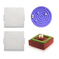 Hai mặt gợn mousse bánh khuôn vuông hành tinh tròn trang trí bánh silicone khuôn trang trí sô cô la khuôn tự làm dụng cụ nướng bánh