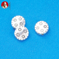 Hai Mặt Hoa Hướng Dương Miếng Đệm Hạt s925 Bạc Đau Khổ Thái Lan Bạc Hoa Nhỏ Hạt Phẳng Tự Làm Vòng Tay Vòng Tay Bạc Phụ Kiện