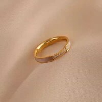 Hai Màu Tùy Chọn Zircon Và Trắng Fritillary Mạ Vàng 18k Nhẫn Nữ Phong Cách Hàn Quốc Phong Cách Nhẹ Nhàng Cần Thiết Cho Quà Tặng