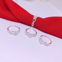 HAI- NHẪN NỮ BẠC TA GẮN ĐÁ TRẮNG MÃ N001352 ĐƯỜNG KÍNH NHẪN 1.6-1.7CM