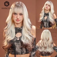 Haircube lc1082-1 Gradient Upper Lower Brown All Bangs Tóc xoăn dài Nhà máy mới Tóc giả trực tiếp