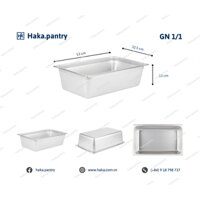 [HAKA.PANTRY] Khay inox đựng thức ăn 21L khay GN 1.1 sâu 150 có nắp đậy