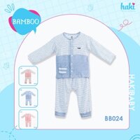 [HAKIBABY] Bộ dài tay cài giữa, túi tròn vải sợi tre cao cấp BB024 HAKI