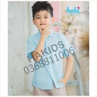HAKIDS  [] Áo sơ mi cộc tay bé trai - xanh ngọc (vải tre) Haki