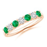 Half Eternity Seven Stone Emerald and Diamond Wedding Band (3mm Emerald)
