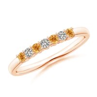 Half Eternity Seven Stone Citrine and Diamond Wedding Band (2mm Citrine)