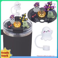 Halloween Acrylic Nắp Quyến Rũ Với Mũ Rơm Ma Dễ Thương Cho Stanley 40oz Tumbler