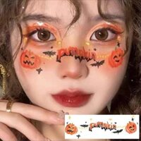 Halloween Bí Ngô Hình Xăm Dán Trang Trí Mặt Miếng Dán Trang Điểm Giấy Trang Điểm Trang Điểm Trẻ Em Bé Trai Bé Gái Hình Nước Miếng Dán Mặt