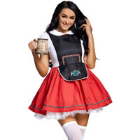 Halloween Carnival Đức Munich Đen Bia Jumpsuit Cha Mẹ-Con Phong Cách Đỏ Đen Thêu Váy Ngắn Dân Tộc Trang Phục