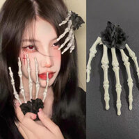 Halloween Đầu Lâu Tay Kẹp Tóc Móng Vuốt Bên Kẹp Cô Gái Xương Tay Lớn Ma Móng Vuốt Hoa Hồng Đậm Tóc Ngày Lễ Trang Phục Phụ Kiện Tóc