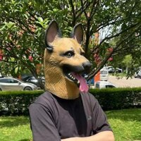 Halloween Động Vật Thần An Ủng Hộ Đầu Chó Akita Mặt nạ Cao Su Mũ Đơn Chó Ngộ nghĩnh