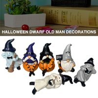 Halloween Ghost Figures Pumpkin Gnome Statue Tabletop Resin Decorations