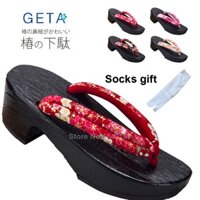 Halloween giày cho phụ nữ nhật bản truyền thống cosplay dép đi trong nhà bằng gỗ geta guốc dép xỏ ngón kimono dép phương đông sauna mặc