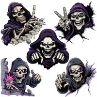 Halloween Grimace Xe Miếng Dán Đầu Lâu Miếng Dán Xe Máy Chống Trầy Xước Chặn Miếng Dán