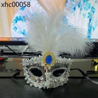Halloween Hóa Trang Công Chúa Mặt nạ Đảng Nửa Mặt COS Lông Vũ Biểu Diễn Sân Khấu Chụp Ảnh Đạo Cụ Cổ