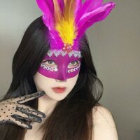 Halloween Hóa Trang Tiệc Lông Vũ Mặt nạ Nửa Mặt nạ Nữ Người Lớn Trẻ Em Mặt nạ dễ thương cos Dress Up