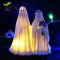 Halloween Ma Cô Dâu Chú Chổi Tượng, Đèn LED Thủ Công Phát Sáng Tượng Ma Thần Đèn, Đèn Để Bàn Ngộ nghĩnh Nhựa Thủ Công Halloween Trắng Ma Khuôn Lễ Hội Ma