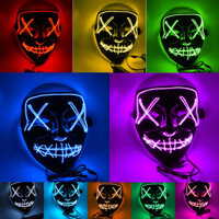 Halloween mặt nạ dạ quang LED dạ quang V trả thù kinh dị mặt ma lạnh ánh sáng mặt nạ cosplay bên khiêu vũ đạo cụ
