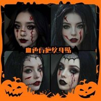 Halloween Máu Sẹo Sẹo Miếng Dán Mặt Cánh Tay Kinh Dị Máu Hình Xăm Dán Chống Thấm Nước Lâu Dài Nam Nữ