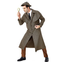 Halloween nam vai thám tử Sherlock Holmes đóng trang phục Áo khoác cổ cao kẻ sọc Anh