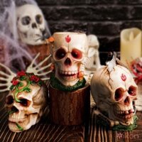 Halloween Nhiều Loại Đầu Lâu Đồ Trang Trí Halloween Hoa Hồng Đầu Lâu Nhựa Thủ Công Kinh Dị Không Khí Trang Trí