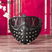 Halloween Punk Dark Demon COS Anime Watchdog Phi lê Studs Prom Show Mặt nạ lưới dưới màu đen