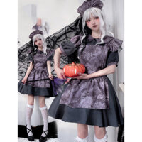 Halloween Trang Phục Bí Ngô Phù Thủy Trang Phục Kinh Dị Búp Bê Người Giúp Việc Trang Phục Tối Gothic Ma Cà Rồng Đầm Nữ