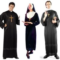Halloween Trang Phục Hóa Trang Cho Nữ Quần Áo Carnival Linh Mục Nun Áo Dài Tôn Giáo Giáo Giáo Hội Quần Áo Truyền Giáo Nam