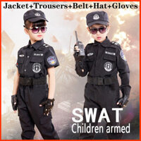 Halloween Trẻ Em Cảnh Sát Hóa Trang Bé Trai Bé Gái Kid Đồng Phục Cảnh Sát Quân Đội Bộ Quần Áo Đảng Trang Phục Quà Tặng