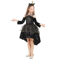 Halloween Trẻ Em Quần Áo Kỳ Lân Trang Phục Đen Lông Tơ Tuxedo Váy Phong Cách Gothic Pony In Hình Bé Gái Trình Diễn Trang Phục