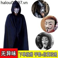 Halloween v Revenge Killer Mask Cloak Cloak Bộ đồ dành cho người lớn Kinh dị Smile Full Face Clown Hacker Mask