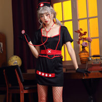 Halloween Y Tá Trang Phục Chia Đen Y Tá Trang Phục Hóa Trang Đảng Tiệc Hộp Đêm Chăm Sóc Y Tế Cosplay