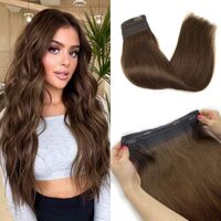 Halo Hair Extensions, Fish Line Human Hair Extensions, Flip in Remy Hair Extensions, Chocolate Brown Secret Hair Extension, Straight Hidden Wire Ha...