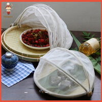 [Haloppe] Có Thể Gập Lại Hút Bụi Tròn Khăn Lau Bụi Tre Dệt Tay Có Nắp Lưới Dụng Cụ Nhà Bếp Phục Vụ Bánh Mì Và Trái Cây Phong Cách Đông Nam Á