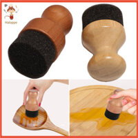 [Haloppe] Dụng cụ bôi dầu khoáng cấp thực phẩm Tay cầm bằng gỗ cấp thực phẩm Miếng bọt biển bôi sáp dầu để cắt Bộ 2 thiết bị nhà bếp gia đình