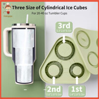 [Haloppe] Khay đá viên cấp thực phẩm Khay đá silicon có nắp Dung tích 3 ngăn Khay đá silicon Dễ dàng phát hành Khuôn làm đá tự làm cho đồ uống yêu thích Có thể tái chế chống rò rỉ 40oz