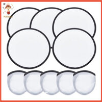 [Haloppe] Quạt Gấp Cầm Tay Quạt Đĩa Bay Bộ 5 Chiếc Quạt Đĩa Bay Gấp Có Túi Bảo Quản Quạt Tròn Di Động Cho Tự Làm Thăng Hoa Đen Trắng Cạnh Thiết Kế Đông Nam Yêu Thích