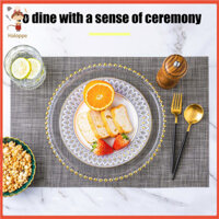 [Haloppe] Tấm lót bàn bằng nhựa Pvc Tấm lót bàn có thể giặt được 6 chiếc Tấm lót sàn dệt chống trượt Bộ thảm trải bàn có thể giặt được chịu nhiệt để sử dụng ngoài trời trong nhà Lý tưởng cho bàn nhà hàng Chất liệu nhựa Pvc